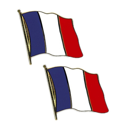 Set van 2x stuks frankrijk vlaggetjes pins