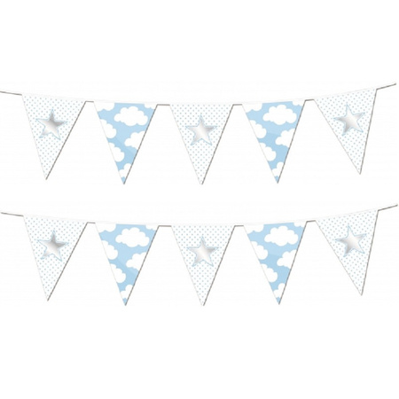 Set of 2x pieces flag lines star blue birth of a boy 10 meters