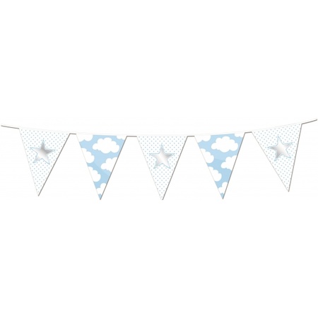 Set of 2x pieces flag lines star blue birth of a boy 10 meters