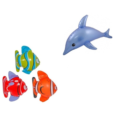 Set Inflatable fishes 3 pieces and one dolphin