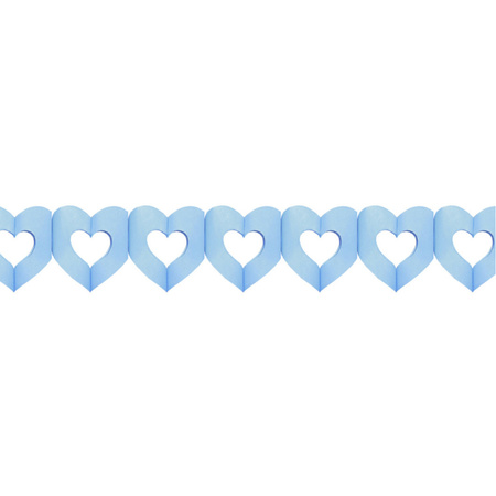 Set van 3x stuks hartjes slingers geboorte jongen blauw 3 meter