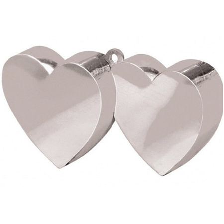 Set of 4x pieces balloon weights in silver heart shape