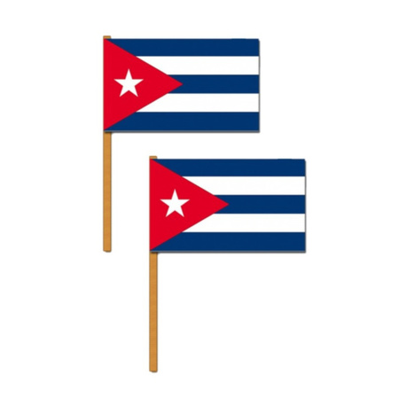 Set of 4x pieces hand flag Cuba deluxe 30 x 45 cm