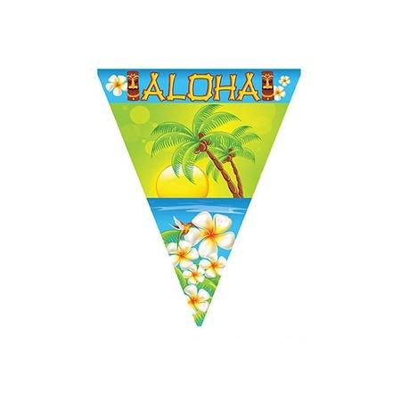 Set van 4x stuks vlaggenlijnen Hawaii Aloha thema 5 meter 