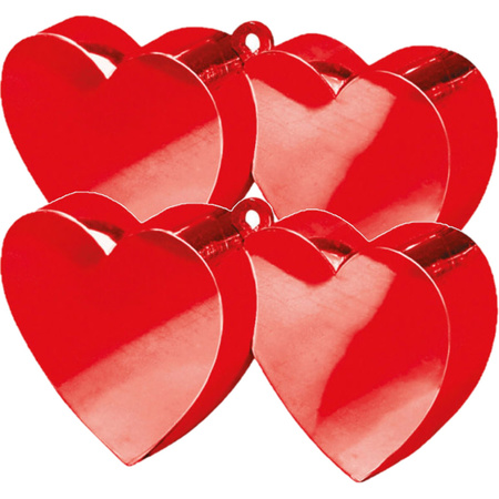 Set van 6x stuks ballon gewichtje rode hartjes stijl