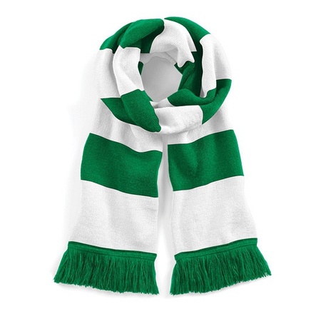 Striped scarf green and white