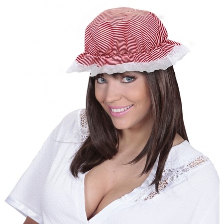 Sleep hat red / white for adults