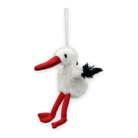 Plush stork bird keychain - metal/fabric - 11 cm