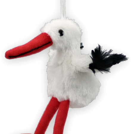 Plush stork bird keychain - metal/fabric - 11 cm