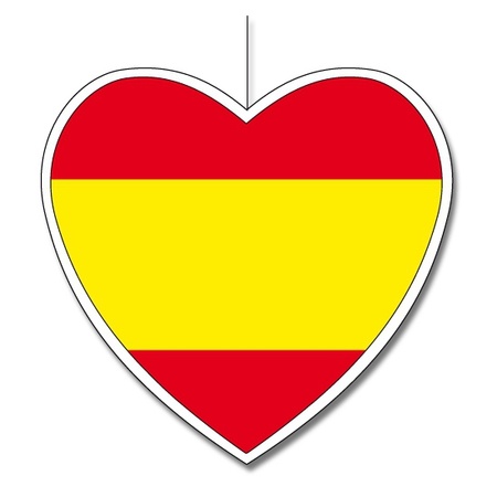 Kartonnen hart met de vlag van Spanje 28 cm