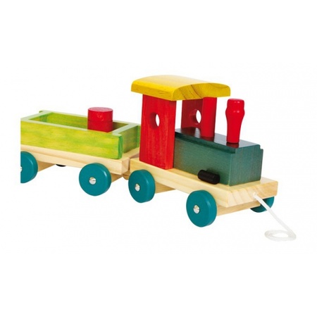 Houten speelgoed trein gekleurd