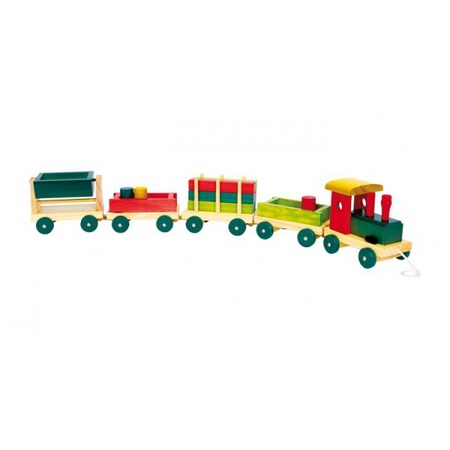 Houten speelgoed trein gekleurd