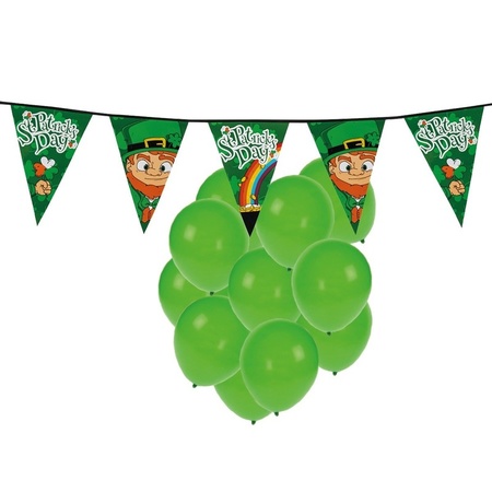 St. Patricks Day feestartikelen met ballonnen en slinger