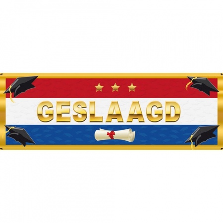 Sticker Geslaagd Nederlandse vlag 19,6 x 6,5 cm