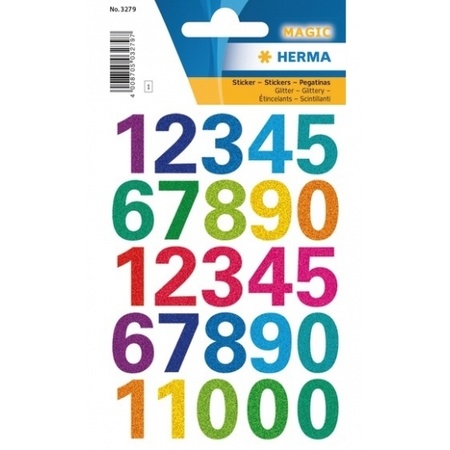 Sticker sheets with 25x numbers multi-color 2,5 cm