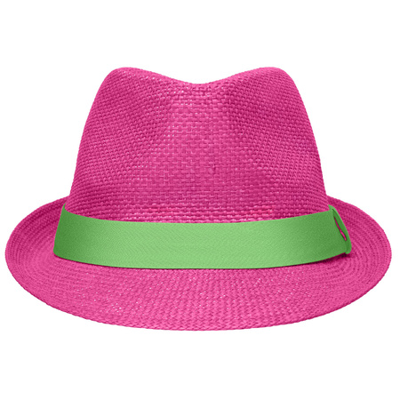 Street style trilby hat fuchsia and lime green