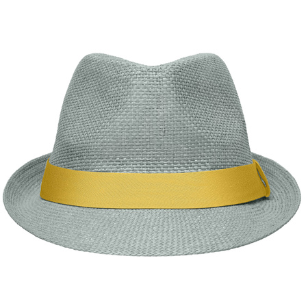 Street style trilby hat light grey and yellow