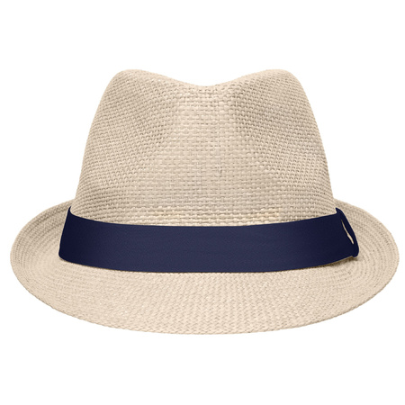 Street style trilby hat light natural and navy