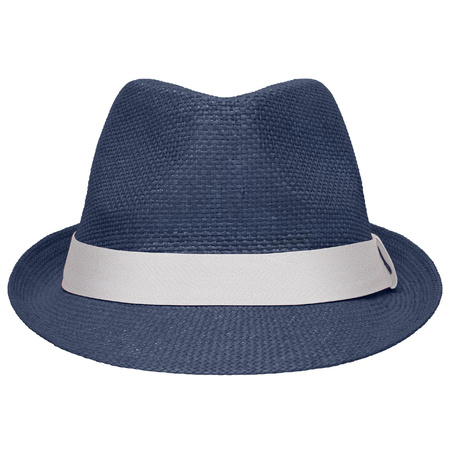 Street style trilby hat navy and white