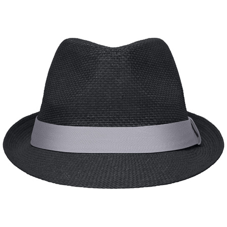 Zwart gevlochten hoedje met contrasterende band