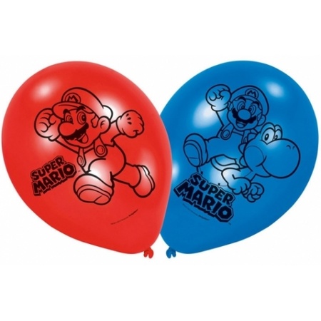 Super Mario thema ballonnen 12x stuks