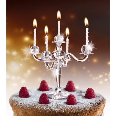 Cake candle holder with candles