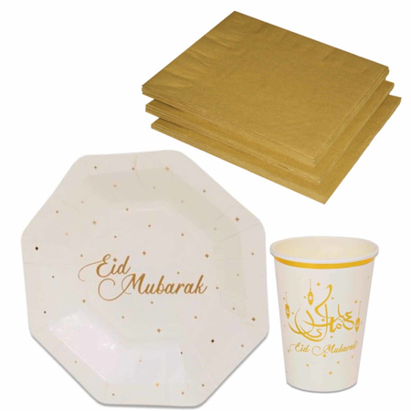 Table set Ramadan Mubarak 8x plates/8x drinkcups/20x napkins