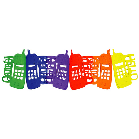 Telefoons thema feestslinger - papier - 300 cm - multi kleuren
