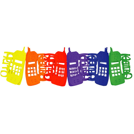 Telefoons thema feestslinger - papier - 300 cm - multi kleuren