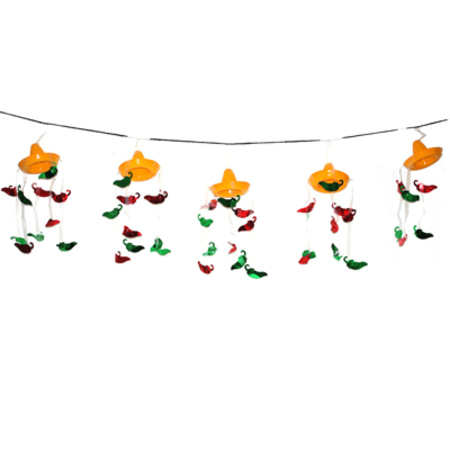 Mexico theme party garland with peppers - 365 cm - plastic