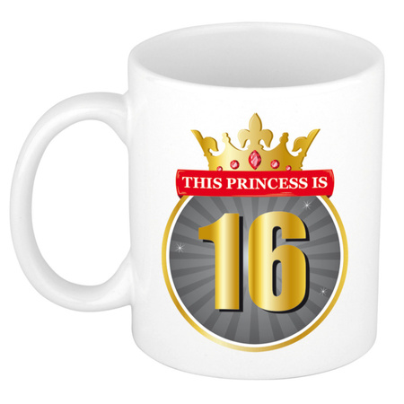 This princess is 16 pink - gift mug white 300 ml