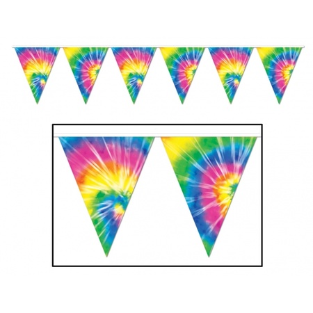 Tie Dyed hippie vlaggenlijn 3 meter