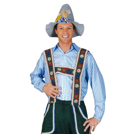 Blauw Tiroler overhemd met ruitjes