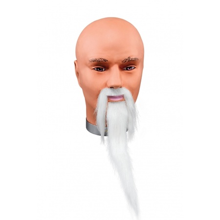 White wizard beard and moustache