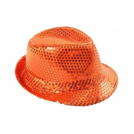 Trilby hat with sequins - orange - glitter