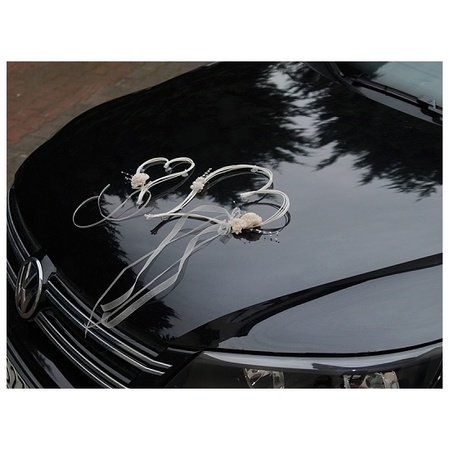 Wedding car decoration hearts - Wedding - cream - 2x pieces - 19-30 cm