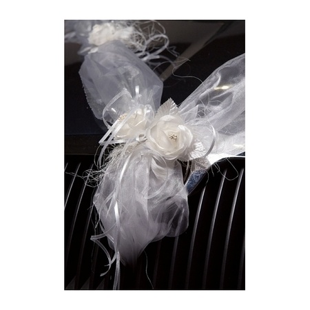 Wedding car organza garland Roses - Wedding - white/cream - 2x pieces.- just married