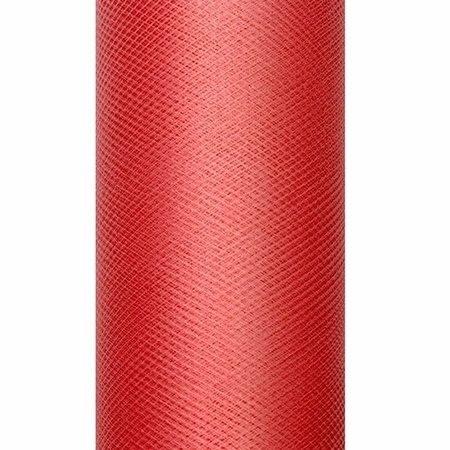Tule stof op rol - rood - 15 cm x 9 meter - Organza/mesh decoratie stoffen