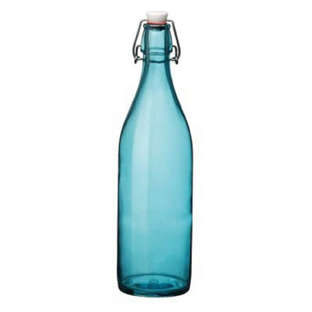 Turquoise giara bottle with clamp closure 1 liter