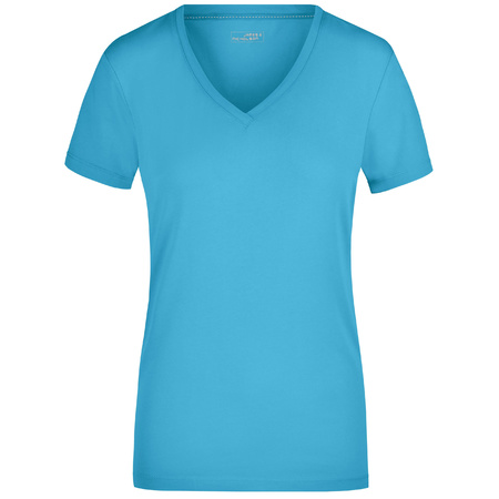 Basic dames t-shirt V-hals blauw
