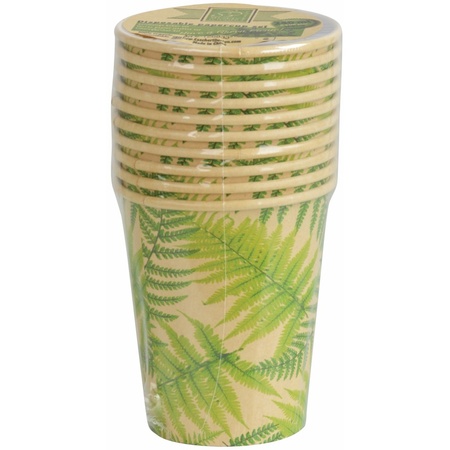 Frond jungle theme cups 30x pieces 350 ml
