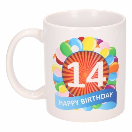 Birthday balloon mug 14 year