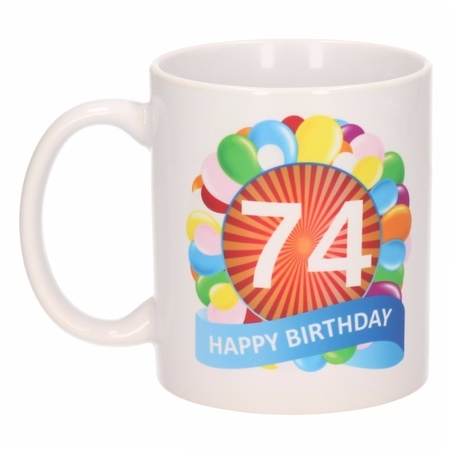 Birthday balloon mug 74 year