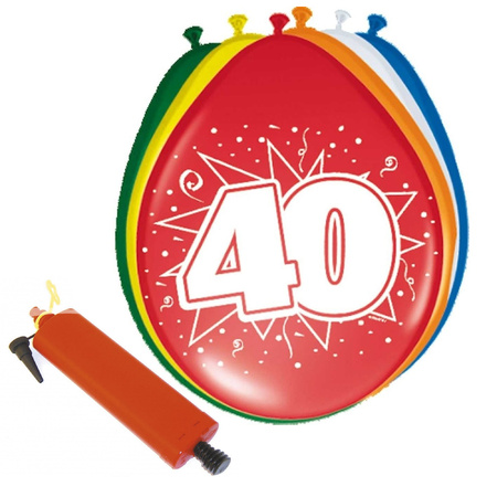Birthday balloons set 40 years 32x pieces with handy balloon pump