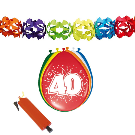 Verjaardag feest 40 jaar versieringen pakket feestslingers/ballonnen