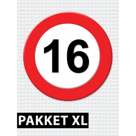16 jarige verkeerbord decoratie pakket XL
