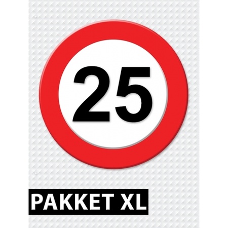25 jarige verkeerbord decoratie pakket XL