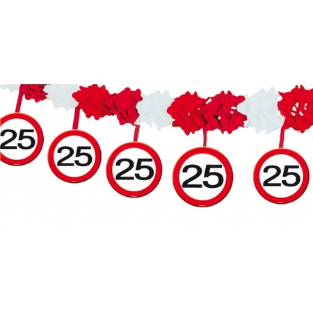 Verkeersbord verjaardag slingers 25 jaar van 4 meter