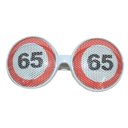 Verjaardagbril met 65 verkeersbord