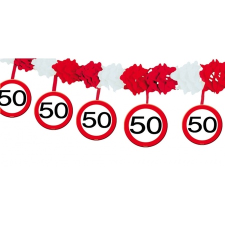 Verkeersborden verjaardag slingers 50 jaar van 4 meters